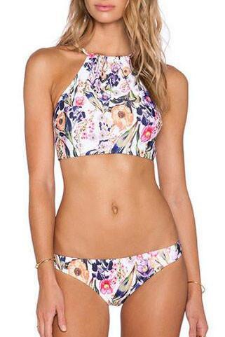 Adjustable Strap Pad Low Waist Print Bikini Set Beach Wear On Luulla